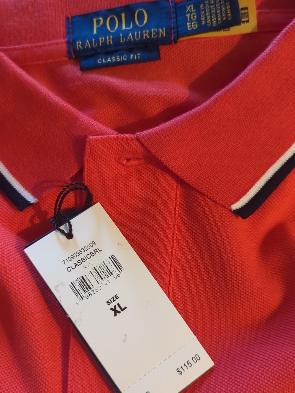 Polo Ralph Lauren Classic Fit Coral Red Piqué Polo Shirt XL - Picture 3 of 3